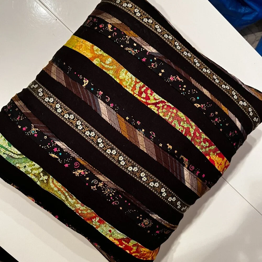 Pillow - Handmade with Different Ribbons‎ Across it